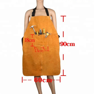 Heat Resistant Yellow Cow Leather Welding Apron for Industrial Work