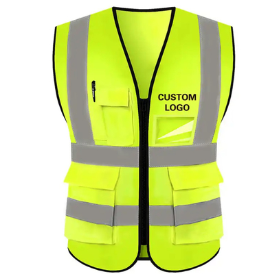 High Visibility Reflective Road Safety Vest Worker Construction Electrical Protective Vest With Pockets