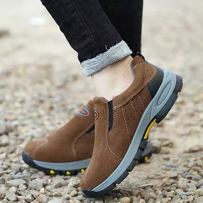 Hot Sale No Lace Non Slip Leather Woodland Steel Toe Construction Safety Work Shoes For Women Men