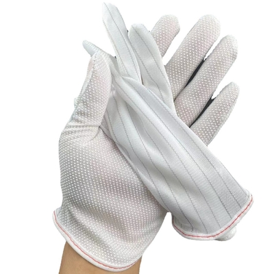 সাদা প্রান্ত এবং লাল সীমানা সহ অ্যান্টি-স্ট্যাটিক গ্লাভস সহ অ্যান্টি-স্লিপ অ্যাডেসিভ গ্লাভস